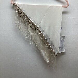 Zuliana Off White With Sea Shell Beads Sarong, Shawl, Cover Up New With Tags